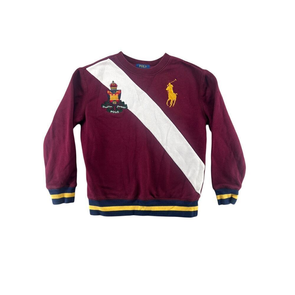 Polo Ralph Lauren Crest Sash Sweatshirt Burgundy Youth M 10-12 Preppy